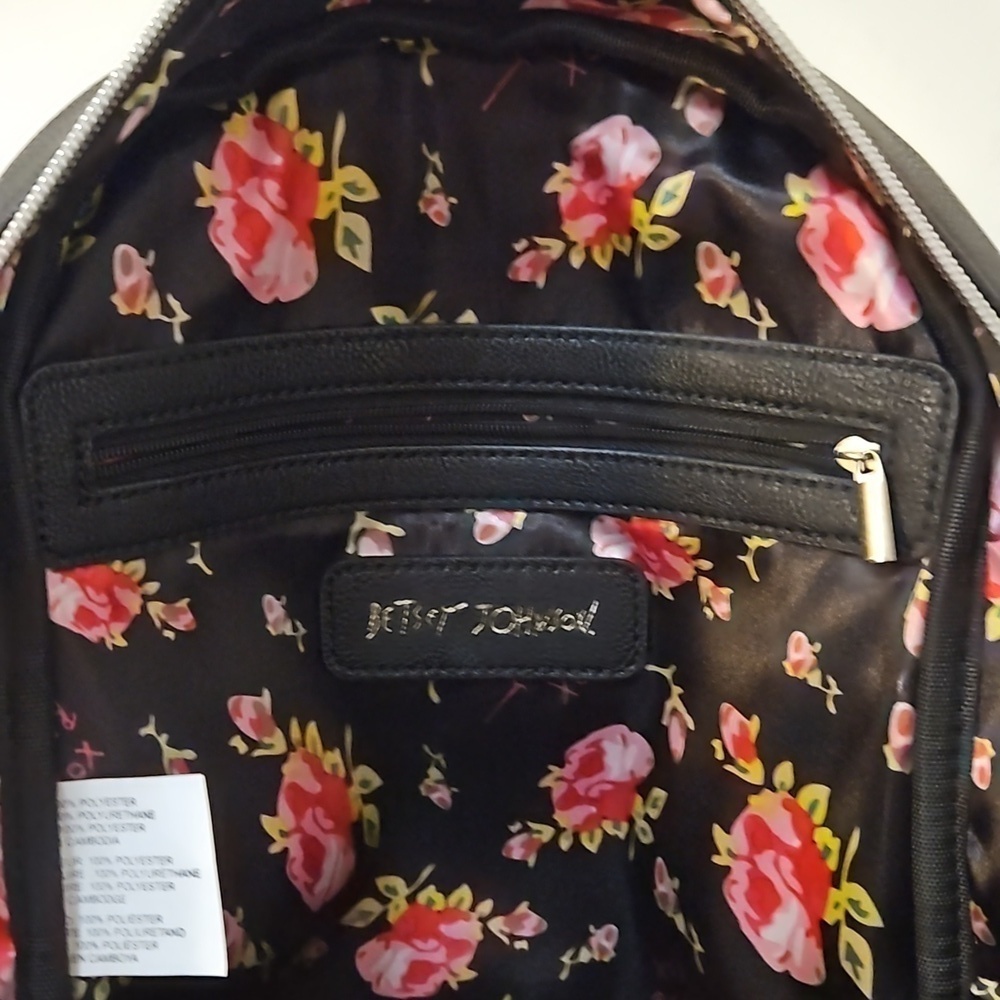 BETSEY JOHNSON Velvet Leopard Print Quilted Olive Green Mini Backpack - Picture 10 of 13